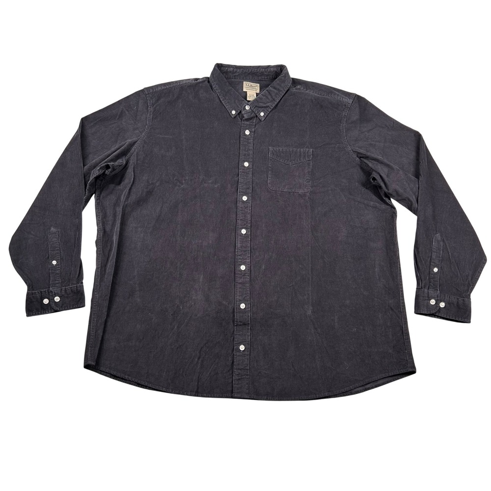 LL Bean Shirt Mens XXXL Tall Corduroy Button Charcoal Gray Traditional Outdoor